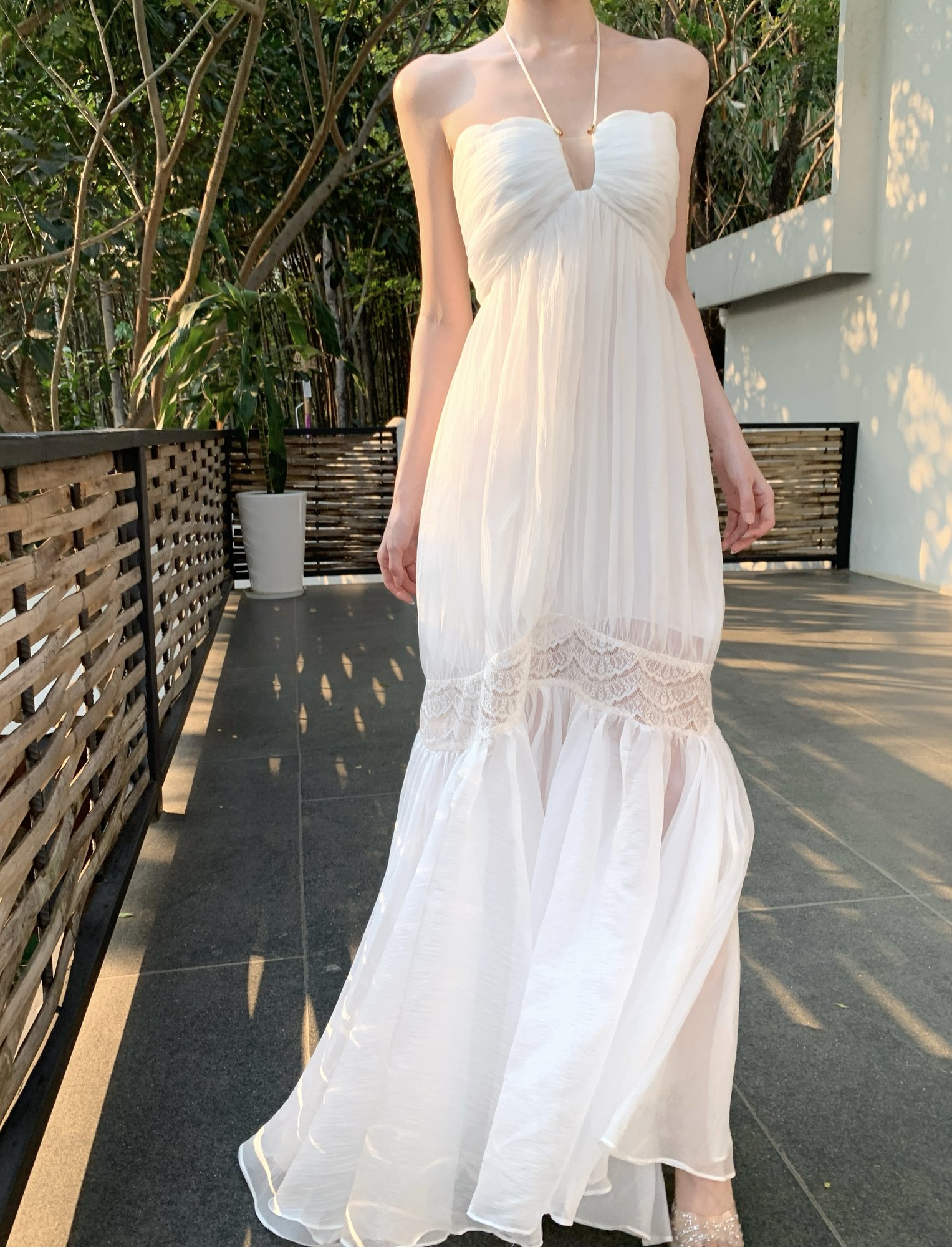 Ruched Halter Maxi Dress